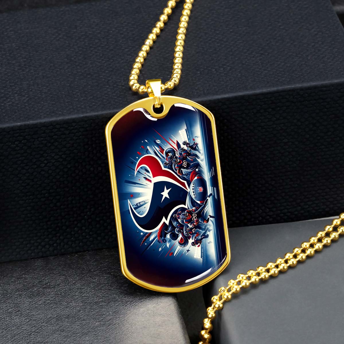 American Football - AFD024 - Houston Texans NFL Football Sports Team - American Football Dog Tag - Military Ball Chain - Luxury Dog Tag