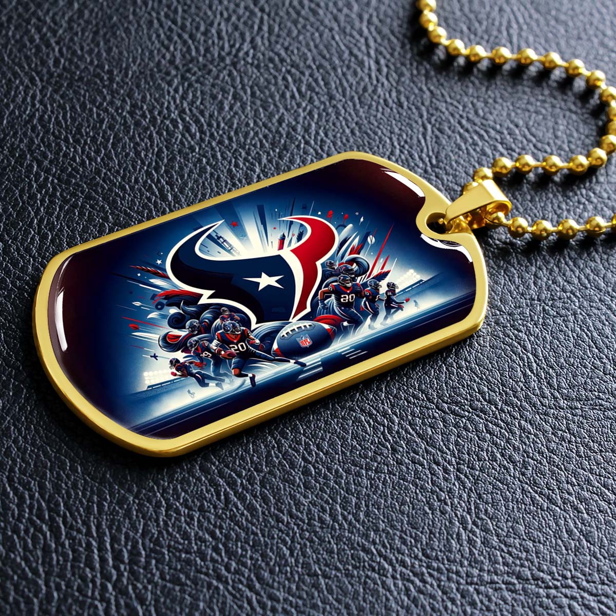 American Football - AFD024 - Houston Texans NFL Football Sports Team - American Football Dog Tag - Military Ball Chain - Luxury Dog Tag