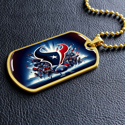 American Football - AFD024 - Houston Texans NFL Football Sports Team - American Football Dog Tag - Military Ball Chain - Luxury Dog Tag