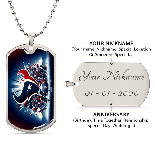 American Football - AFD024 - Houston Texans NFL Football Sports Team - American Football Dog Tag - Military Ball Chain - Luxury Dog Tag