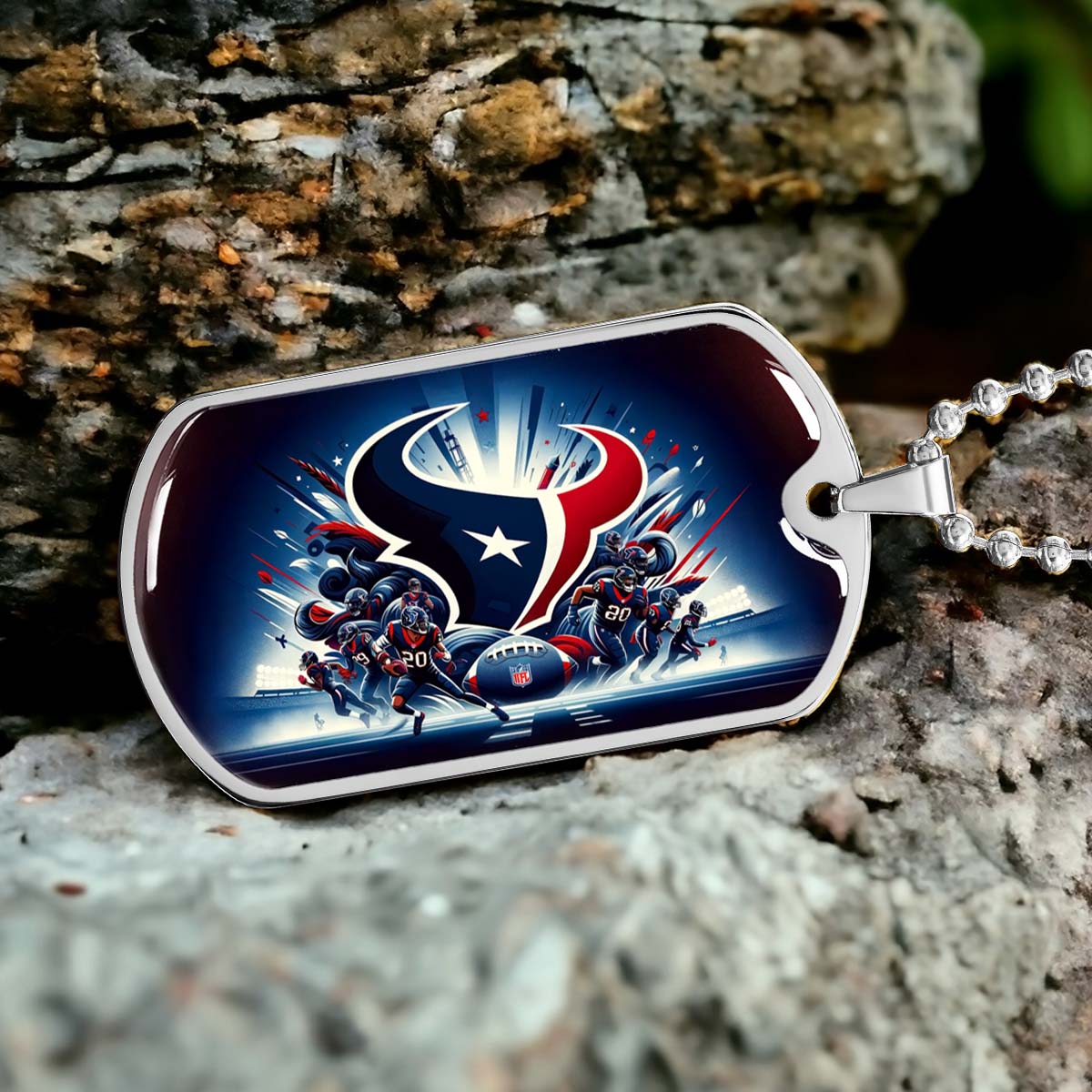 American Football - AFD024 - Houston Texans NFL Football Sports Team - American Football Dog Tag - Military Ball Chain - Luxury Dog Tag
