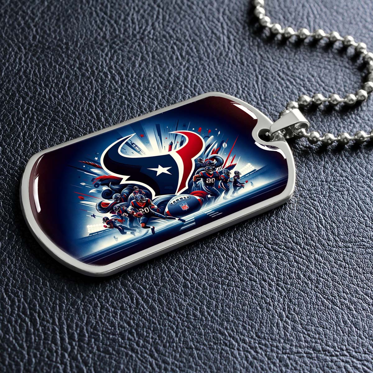 American Football - AFD024 - Houston Texans NFL Football Sports Team - American Football Dog Tag - Military Ball Chain - Luxury Dog Tag