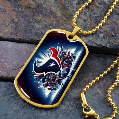 American Football - AFD024 - Houston Texans NFL Football Sports Team - American Football Dog Tag - Military Ball Chain - Luxury Dog Tag