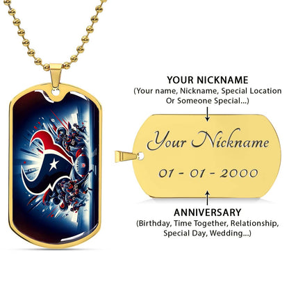 American Football - AFD024 - Houston Texans NFL Football Sports Team - American Football Dog Tag - Military Ball Chain - Luxury Dog Tag