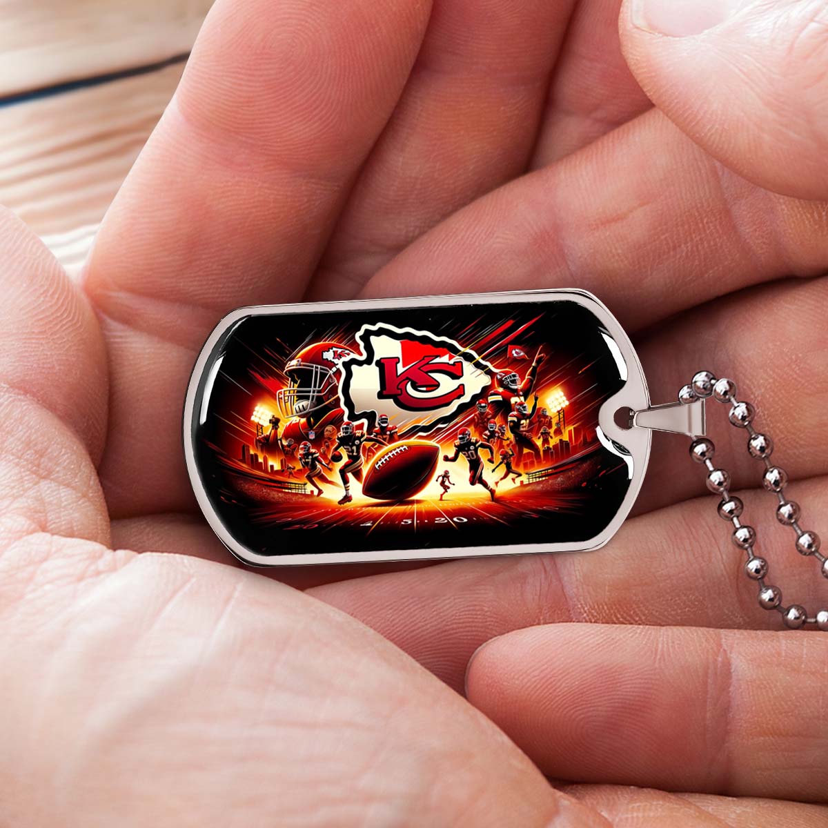 American Football - AFD026 - Kansas City Chiefs Super Bowl NFL Football Sports Team - American Football Dog Tag - Military Ball Chain - Luxury Dog Tag
