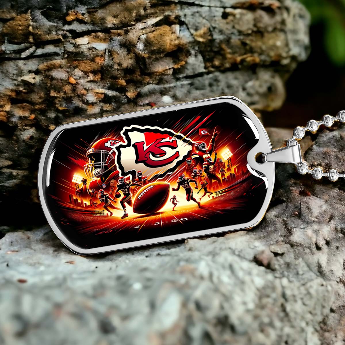American Football - AFD026 - Kansas City Chiefs Super Bowl NFL Football Sports Team - American Football Dog Tag - Military Ball Chain - Luxury Dog Tag