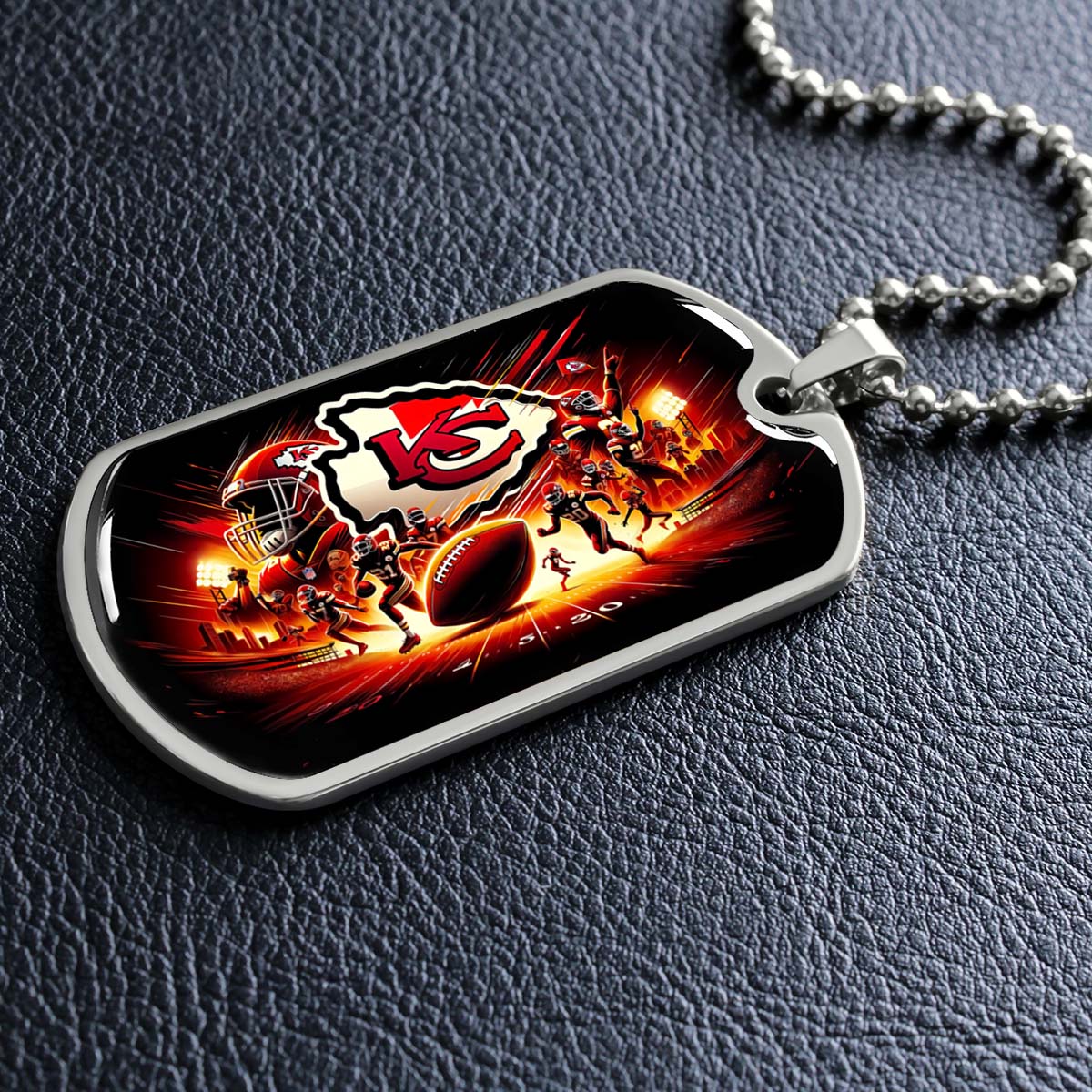 American Football - AFD026 - Kansas City Chiefs Super Bowl NFL Football Sports Team - American Football Dog Tag - Military Ball Chain - Luxury Dog Tag