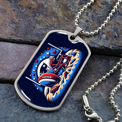 American Football - AFD027 - New England Patriots - Ultimate Football Pride - American Football Dog Tag - Military Ball Chain - Luxury Dog Tag