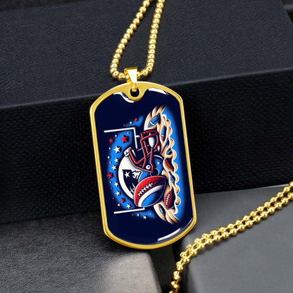 American Football - AFD027 - New England Patriots - Ultimate Football Pride - American Football Dog Tag - Military Ball Chain - Luxury Dog Tag