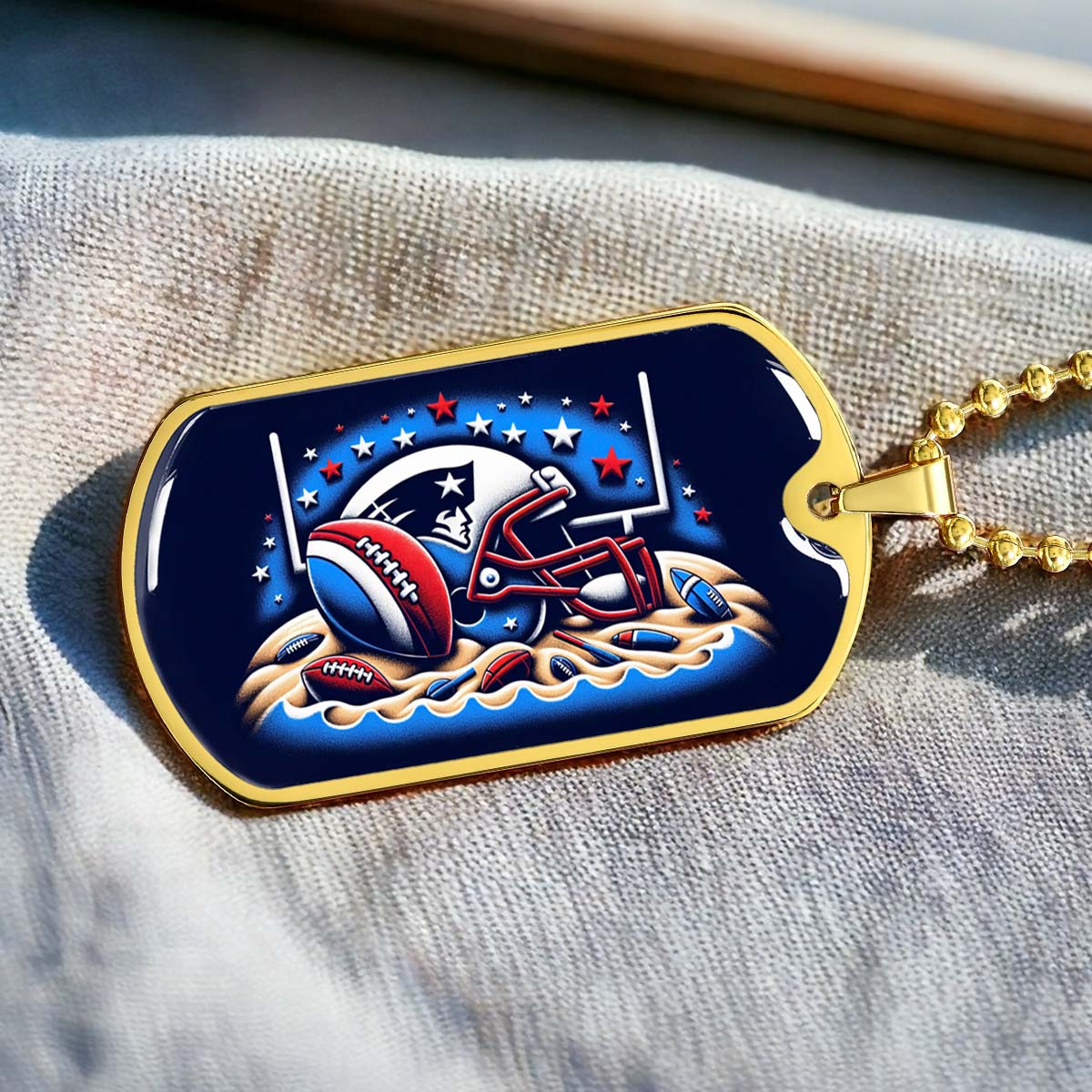American Football - AFD027 - New England Patriots - Ultimate Football Pride - American Football Dog Tag - Military Ball Chain - Luxury Dog Tag
