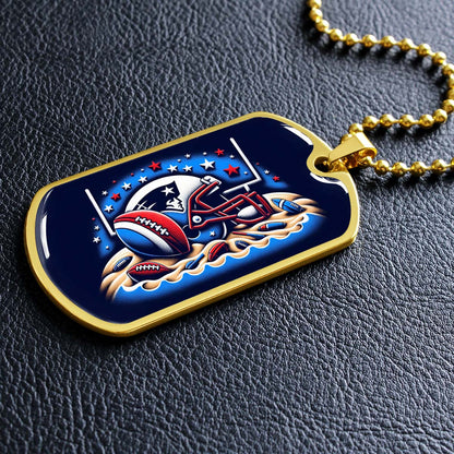 American Football - AFD027 - New England Patriots - Ultimate Football Pride - American Football Dog Tag - Military Ball Chain - Luxury Dog Tag