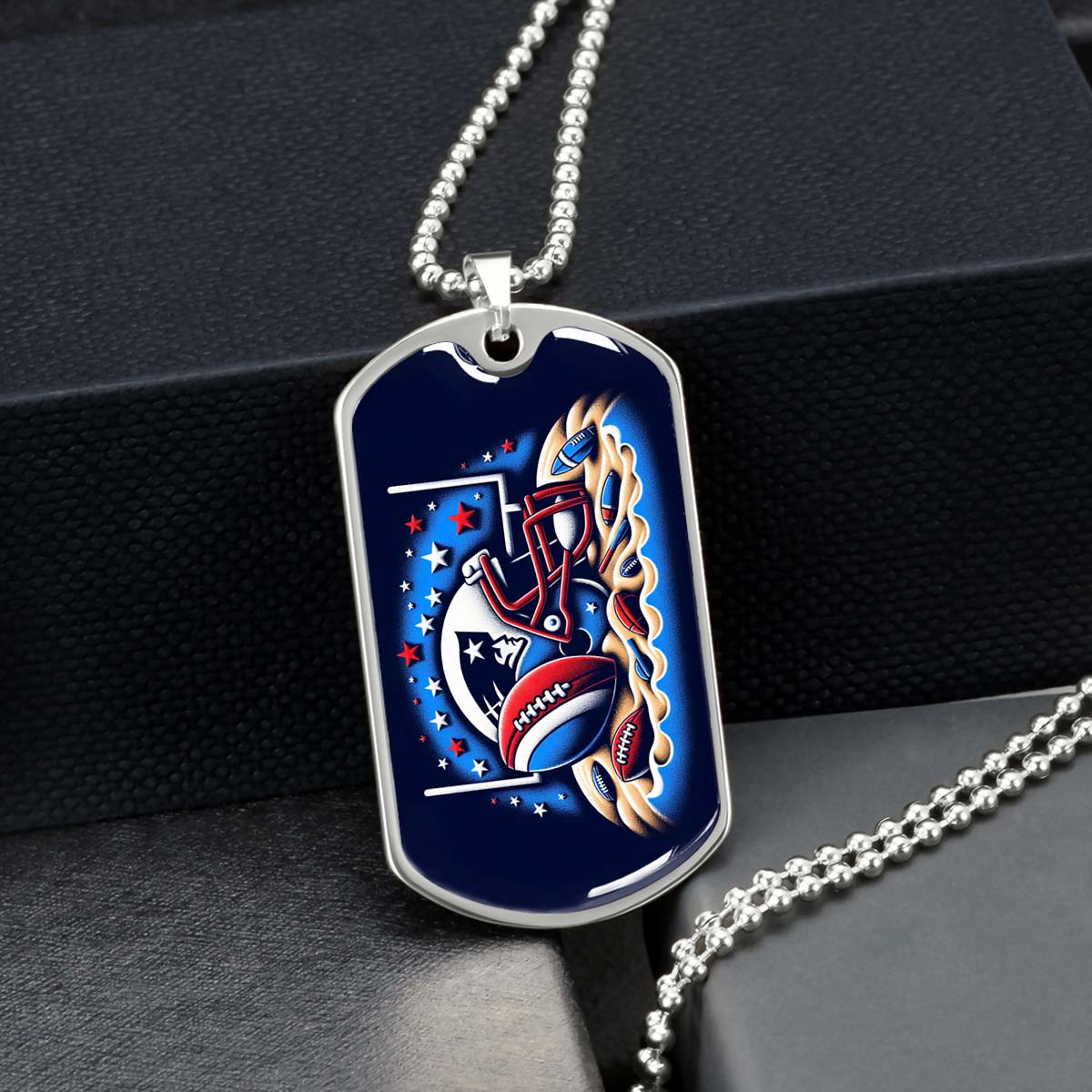 American Football - AFD027 - New England Patriots - Ultimate Football Pride - American Football Dog Tag - Military Ball Chain - Luxury Dog Tag