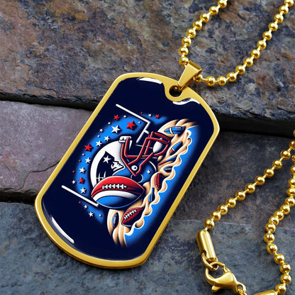 American Football - AFD027 - New England Patriots - Ultimate Football Pride - American Football Dog Tag - Military Ball Chain - Luxury Dog Tag