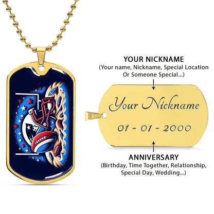 American Football - AFD027 - New England Patriots - Ultimate Football Pride - American Football Dog Tag - Military Ball Chain - Luxury Dog Tag