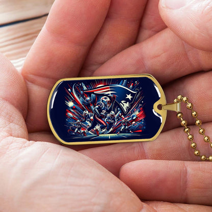American Football - AFD028 - New England Patriots NFL Football Sports Team - American Football Dog Tag - Military Ball Chain - Luxury Dog Tag