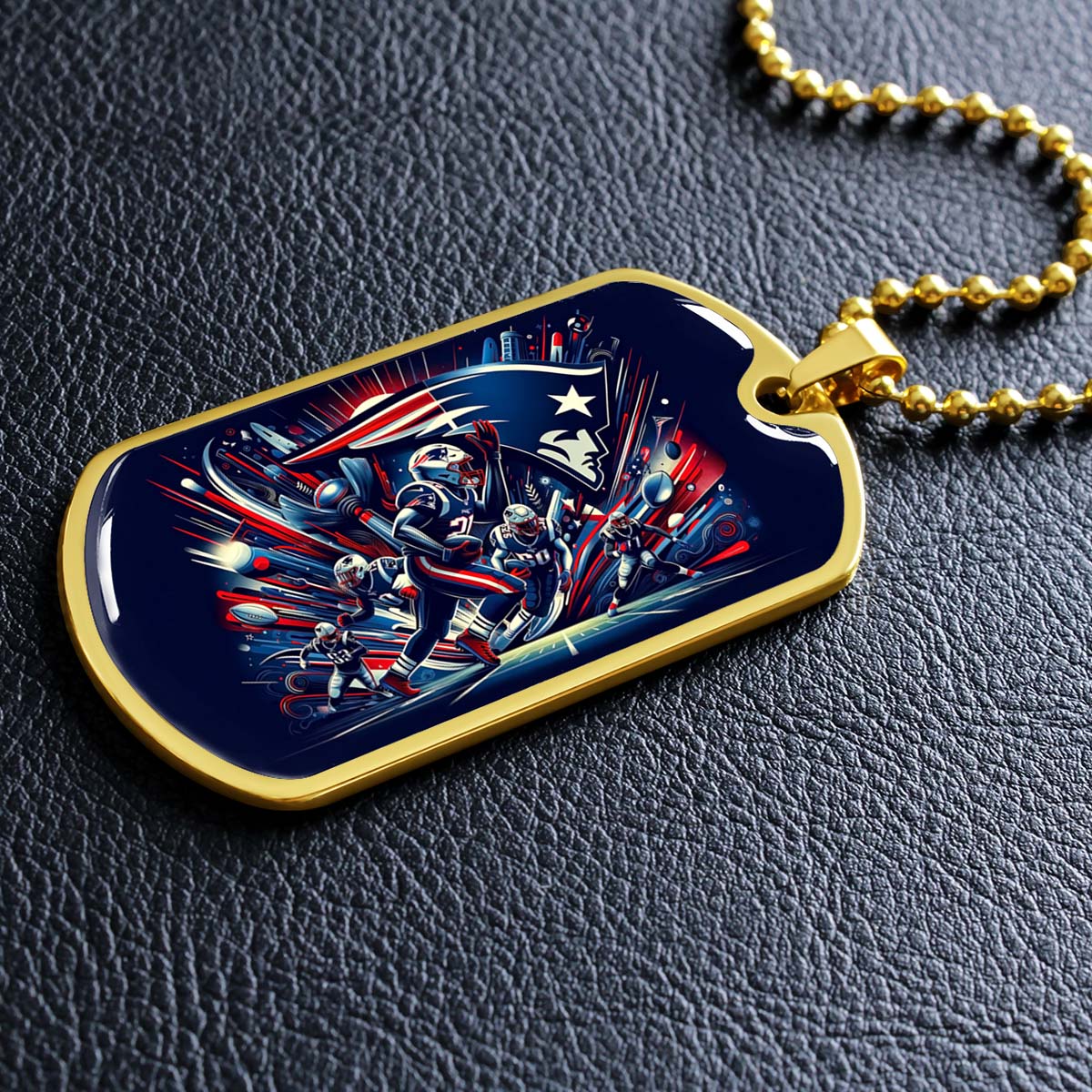 American Football - AFD028 - New England Patriots NFL Football Sports Team - American Football Dog Tag - Military Ball Chain - Luxury Dog Tag
