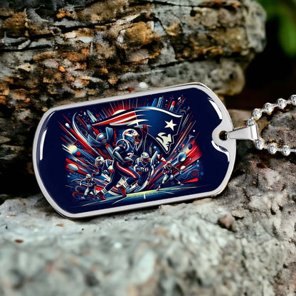 American Football - AFD028 - New England Patriots NFL Football Sports Team - American Football Dog Tag - Military Ball Chain - Luxury Dog Tag