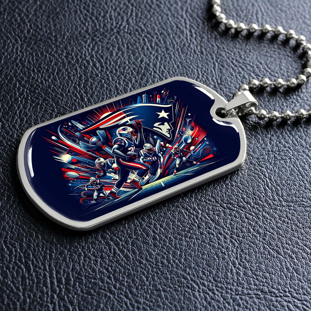 American Football - AFD028 - New England Patriots NFL Football Sports Team - American Football Dog Tag - Military Ball Chain - Luxury Dog Tag