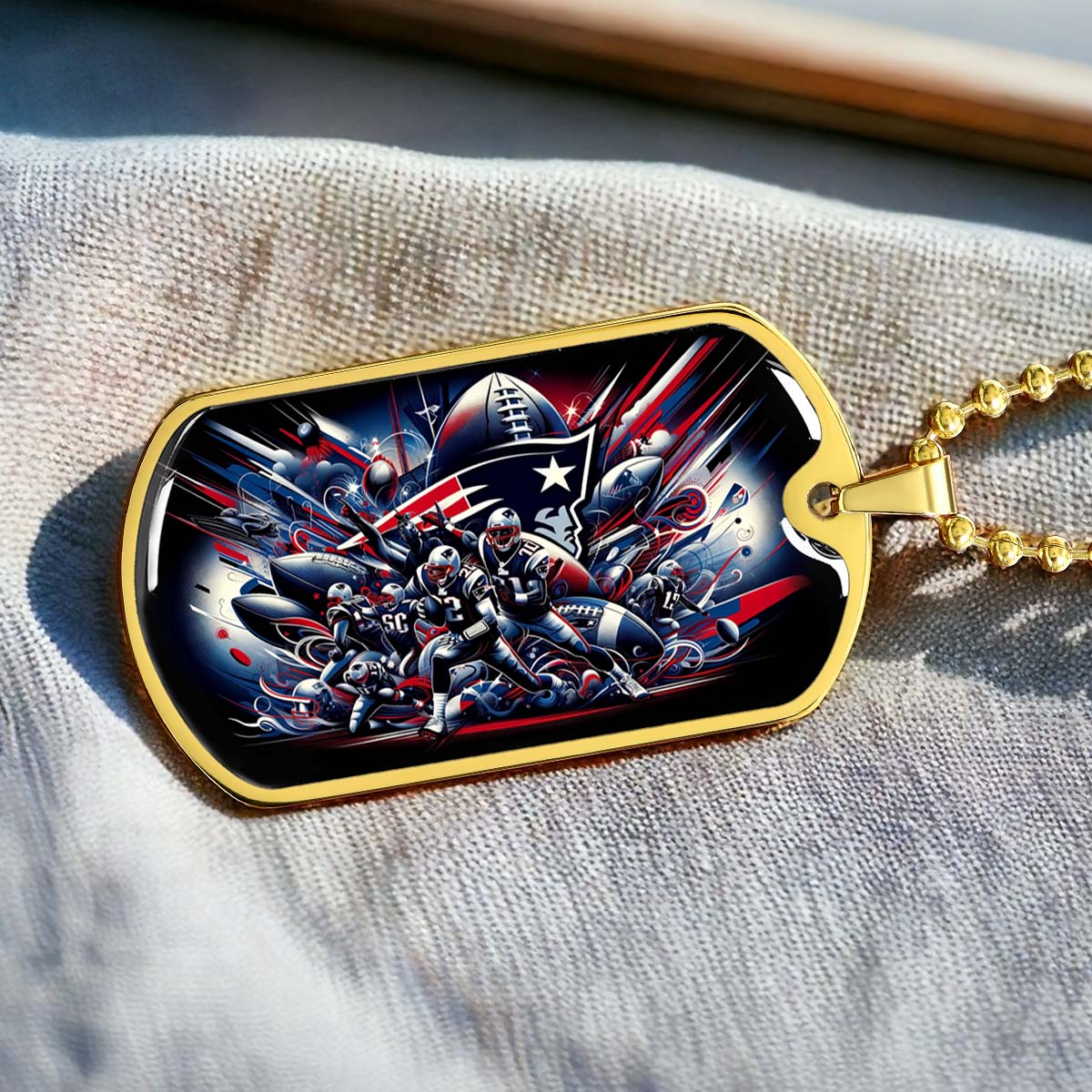 American Football - AFD029 - New England Patriots Super Bowl - American Football Dog Tag - Military Ball Chain - Luxury Dog Tag