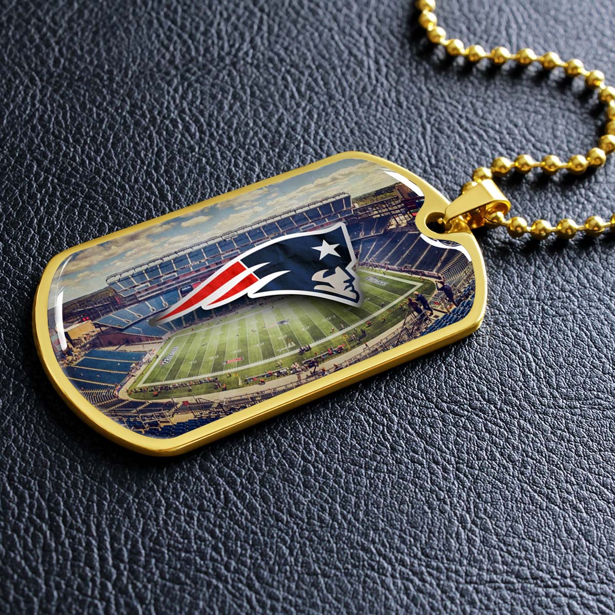 American Football - AFD030 - New England Stadium - American Football Dog Tag - Military Ball Chain - Luxury Dog Tag