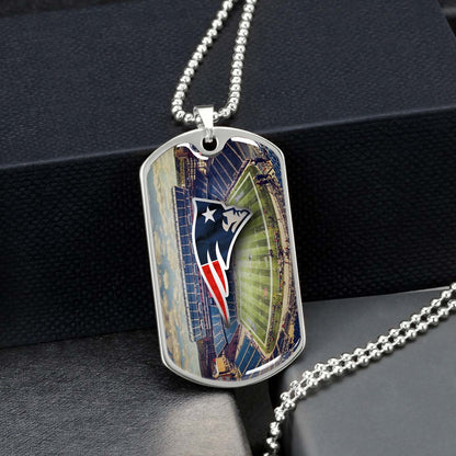 American Football - AFD030 - New England Stadium - American Football Dog Tag - Military Ball Chain - Luxury Dog Tag