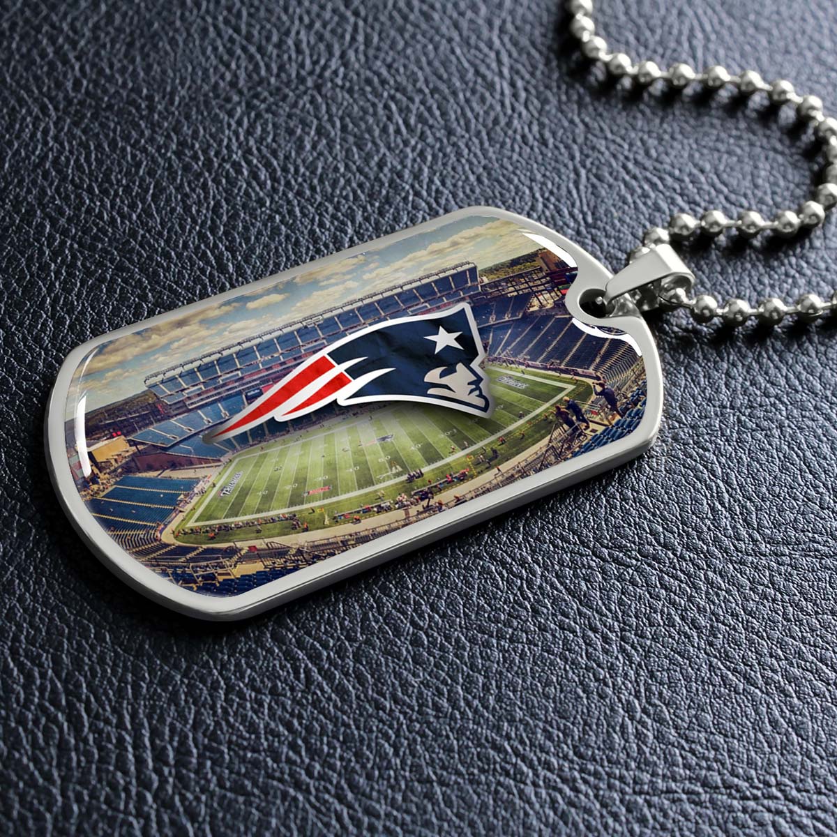 American Football - AFD030 - New England Stadium - American Football Dog Tag - Military Ball Chain - Luxury Dog Tag