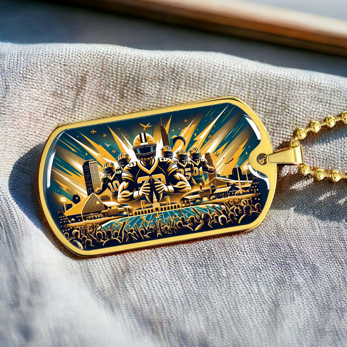 American Football - AFD031 - New Orleans Saints Dynamic - American Football Dog Tag - Military Ball Chain - Luxury Dog Tag