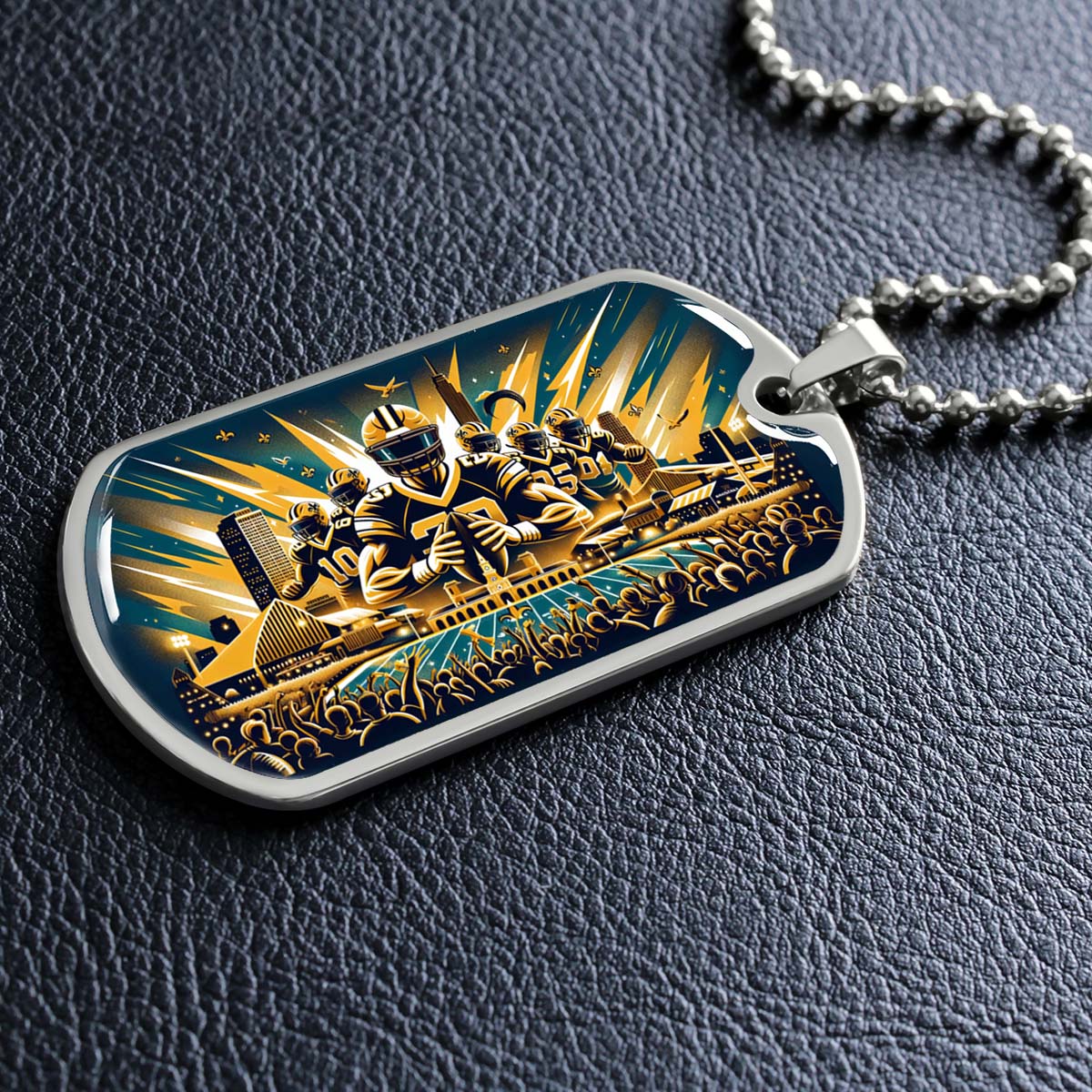 American Football - AFD031 - New Orleans Saints Dynamic - American Football Dog Tag - Military Ball Chain - Luxury Dog Tag