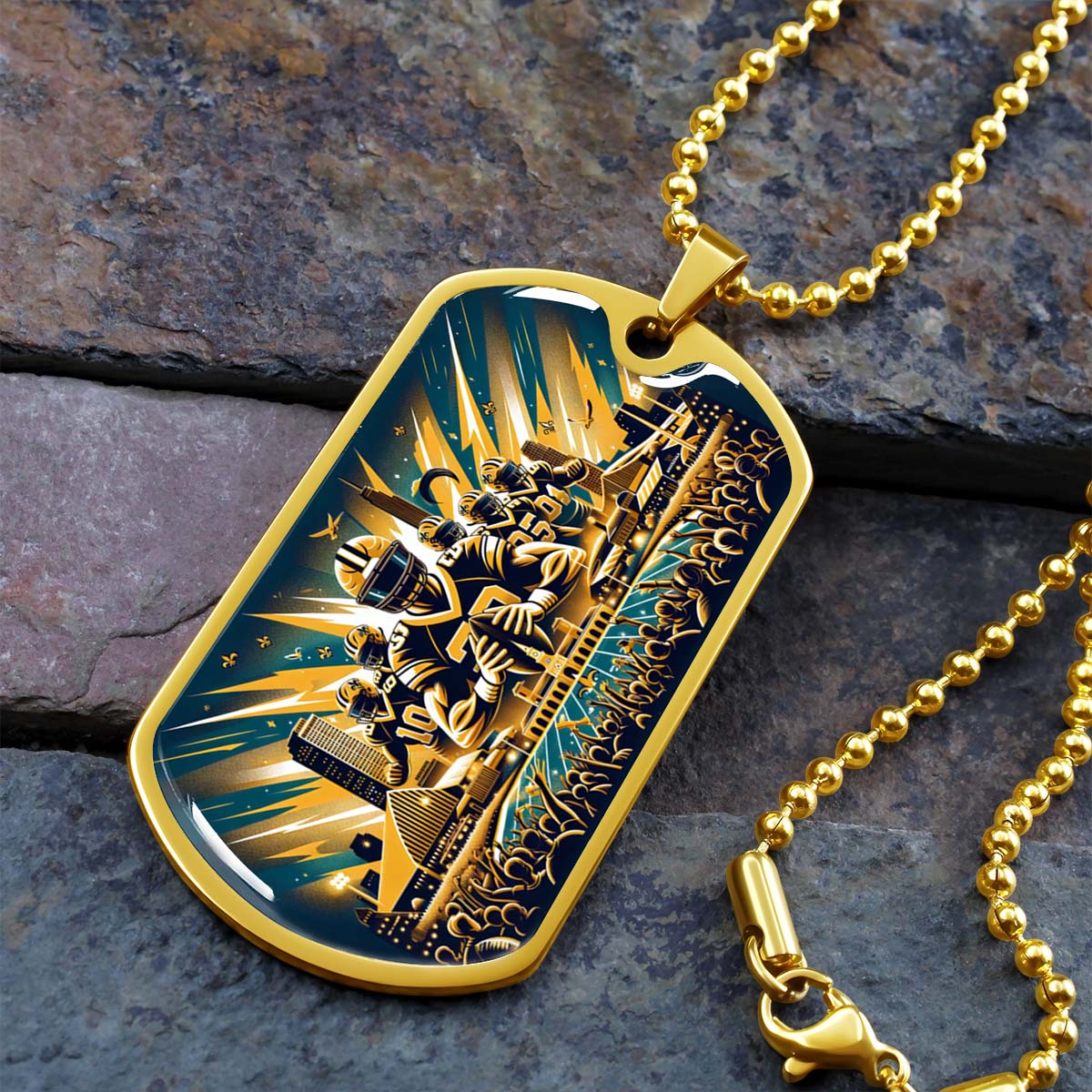 American Football - AFD031 - New Orleans Saints Dynamic - American Football Dog Tag - Military Ball Chain - Luxury Dog Tag