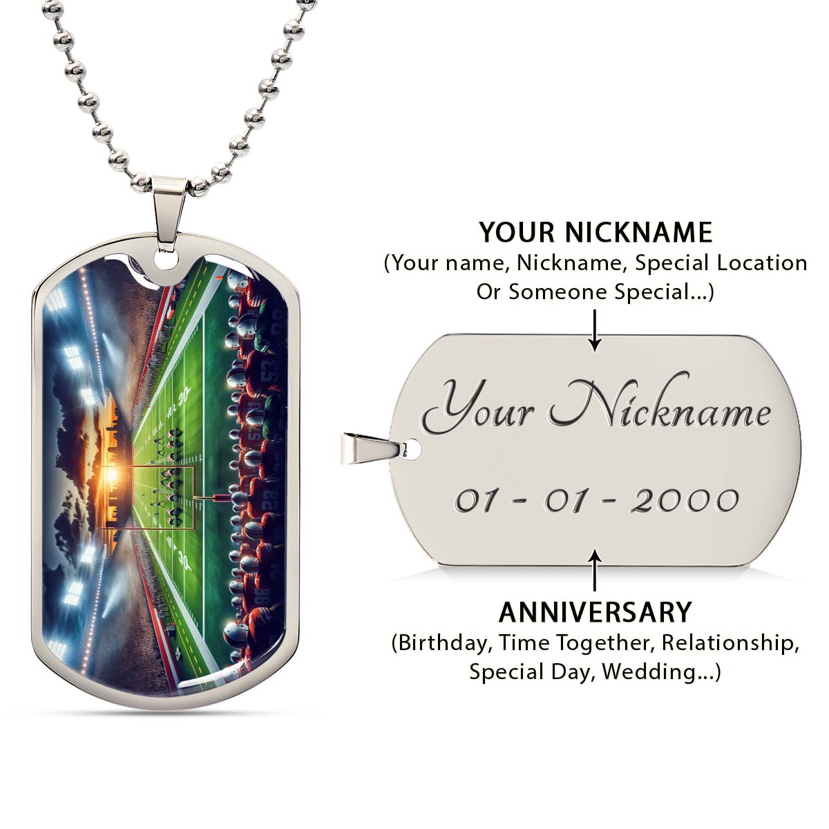 American Football - AFD033 - NFL Sunset Showdown - American Football Dog Tag - Military Ball Chain - Luxury Dog Tag