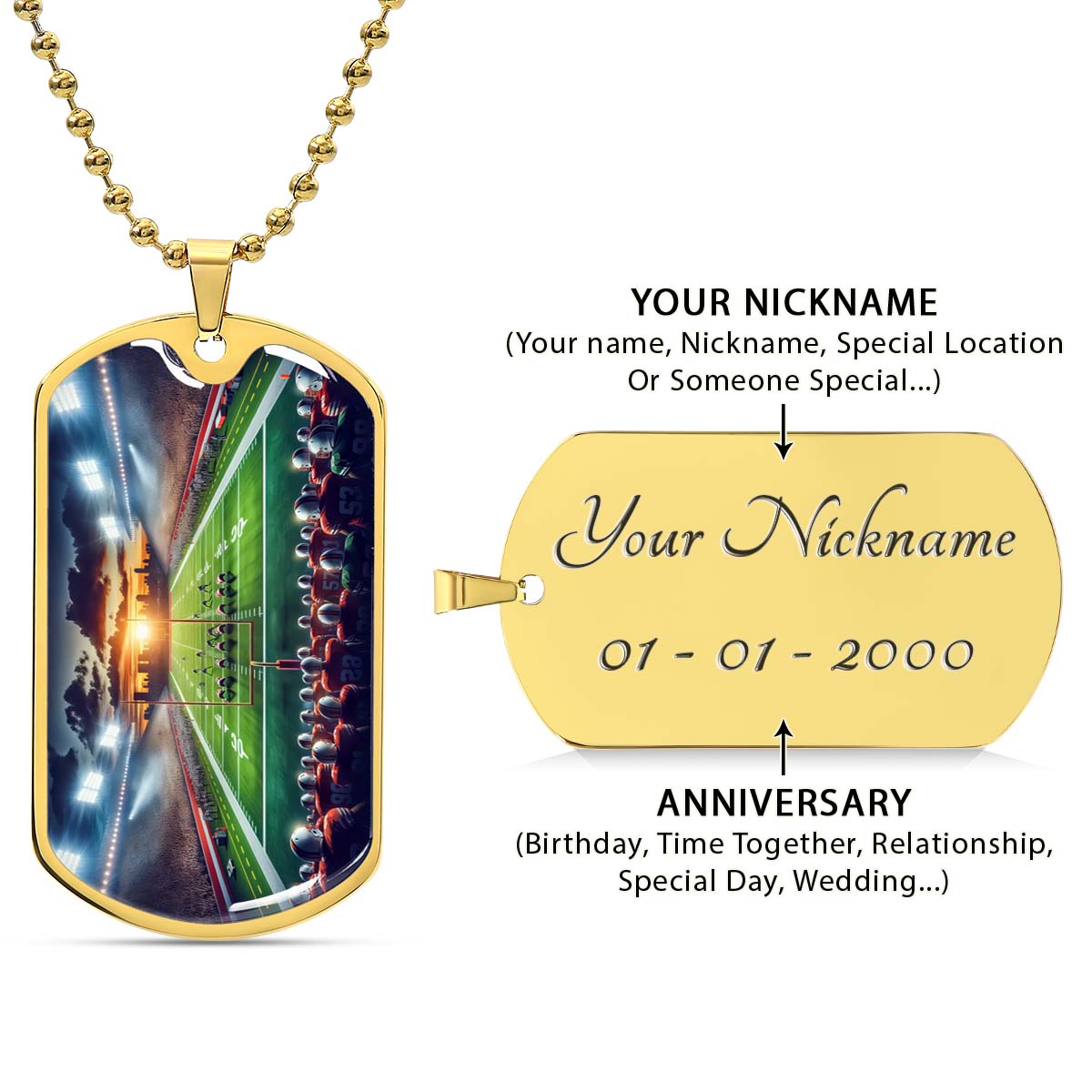 American Football - AFD033 - NFL Sunset Showdown - American Football Dog Tag - Military Ball Chain - Luxury Dog Tag