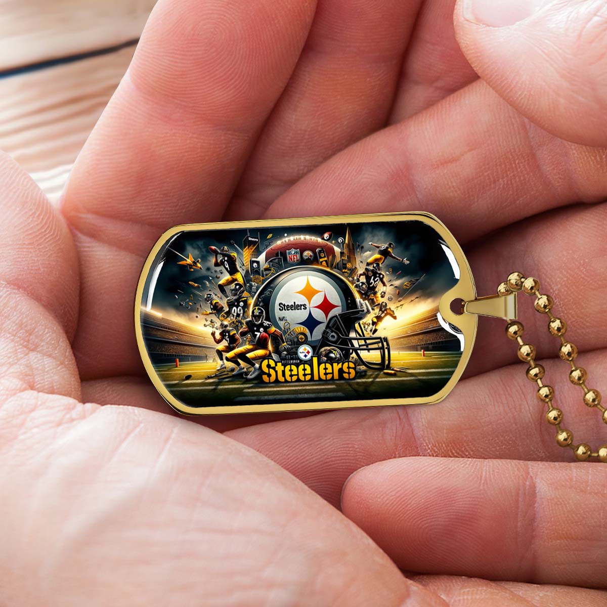 American Football - AFD035 - Pittsburgh Steelers Epic NFL Sports - American Football Dog Tag - Military Ball Chain - Luxury Dog Tag