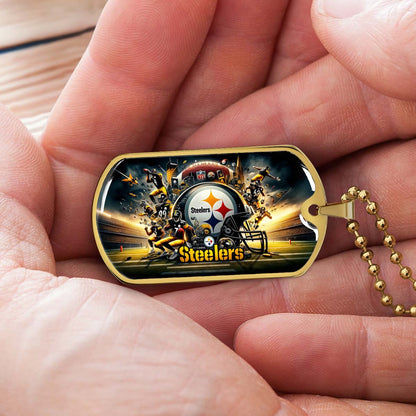 American Football - AFD035 - Pittsburgh Steelers Epic NFL Sports - American Football Dog Tag - Military Ball Chain - Luxury Dog Tag