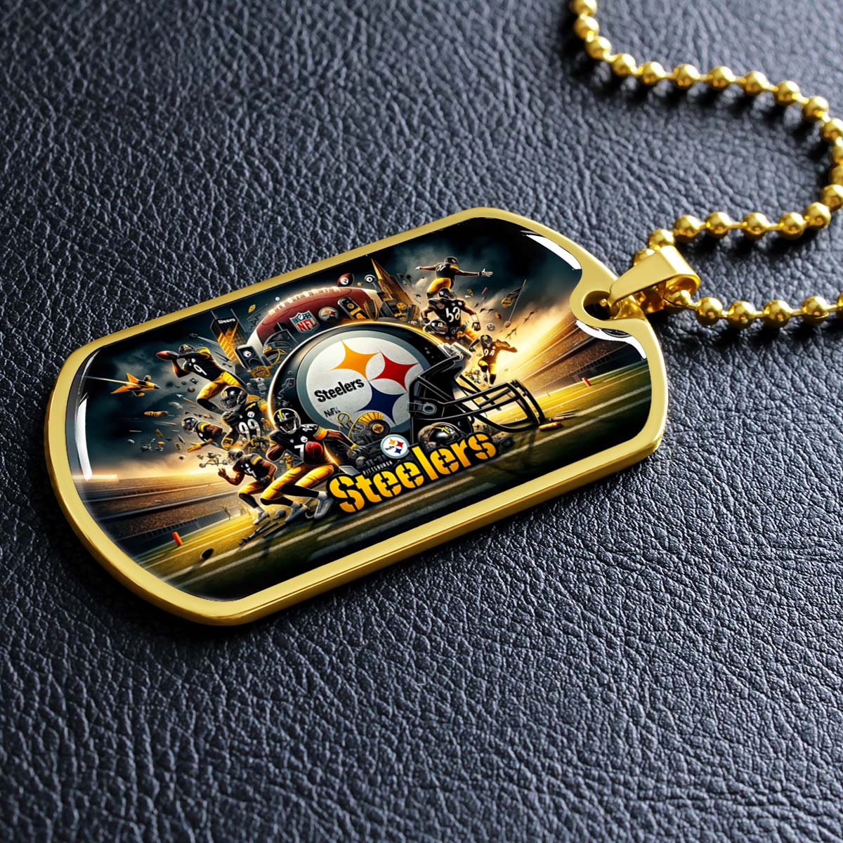 American Football - AFD035 - Pittsburgh Steelers Epic NFL Sports - American Football Dog Tag - Military Ball Chain - Luxury Dog Tag