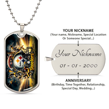 American Football - AFD035 - Pittsburgh Steelers Epic NFL Sports - American Football Dog Tag - Military Ball Chain - Luxury Dog Tag