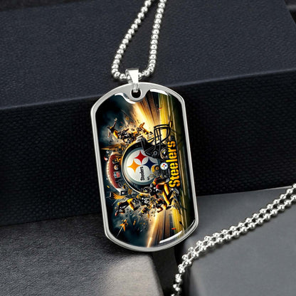 American Football - AFD035 - Pittsburgh Steelers Epic NFL Sports - American Football Dog Tag - Military Ball Chain - Luxury Dog Tag
