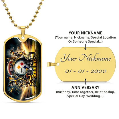 American Football - AFD035 - Pittsburgh Steelers Epic NFL Sports - American Football Dog Tag - Military Ball Chain - Luxury Dog Tag