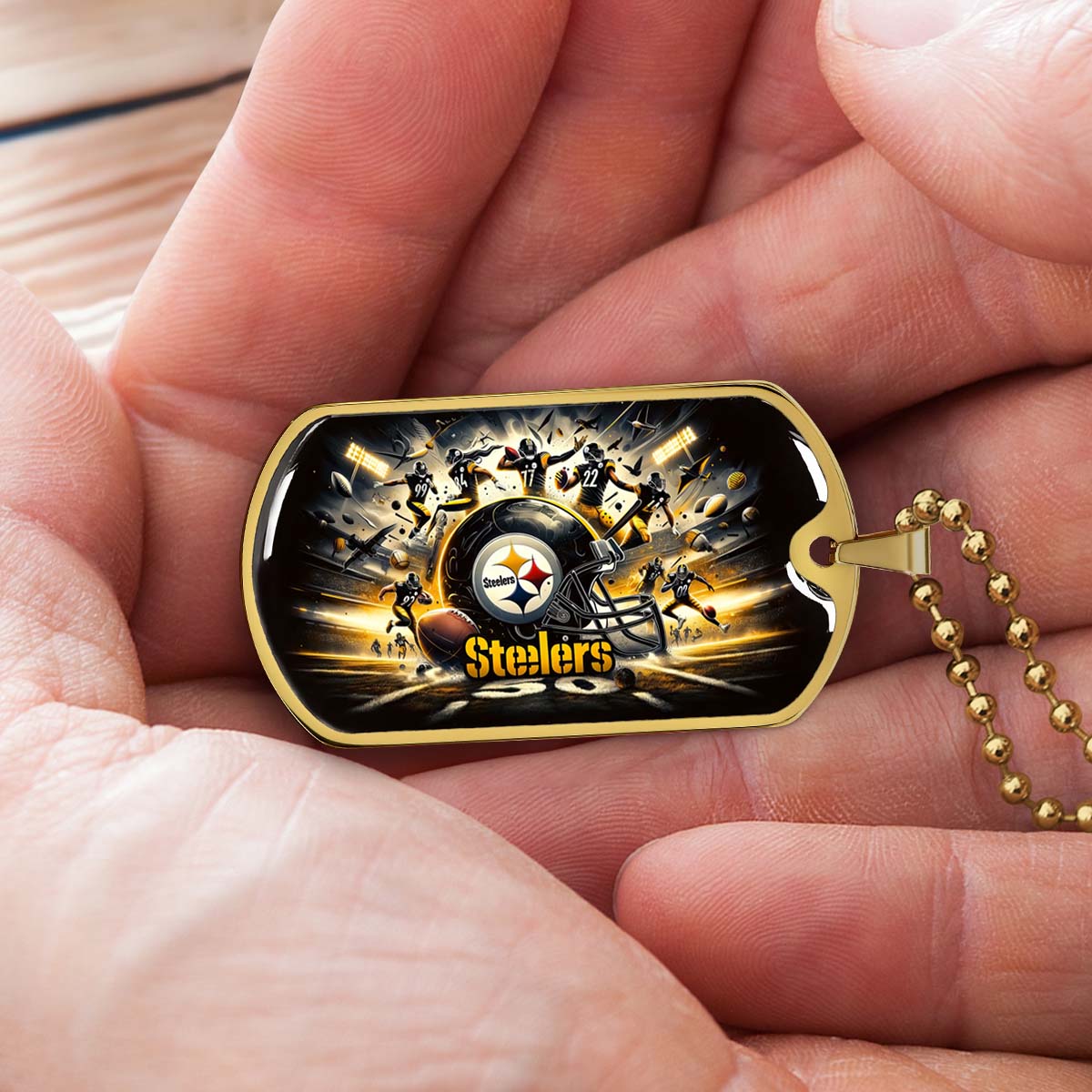 American Football - AFD036 - Pittsburgh Steelers Football NFL Team - American Football Dog Tag - Military Ball Chain - Luxury Dog Tag