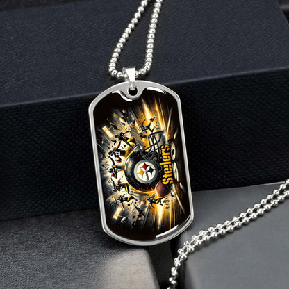 American Football - AFD036 - Pittsburgh Steelers Football NFL Team - American Football Dog Tag - Military Ball Chain - Luxury Dog Tag
