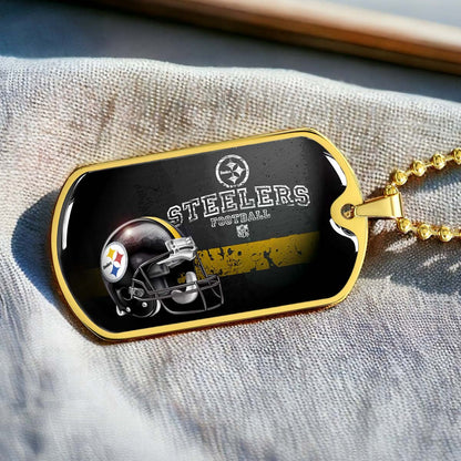 American Football - AFD037 - Pittsburgh Steelers The Heart Of Football - American Football Dog Tag - Military Ball Chain - Luxury Dog Tag