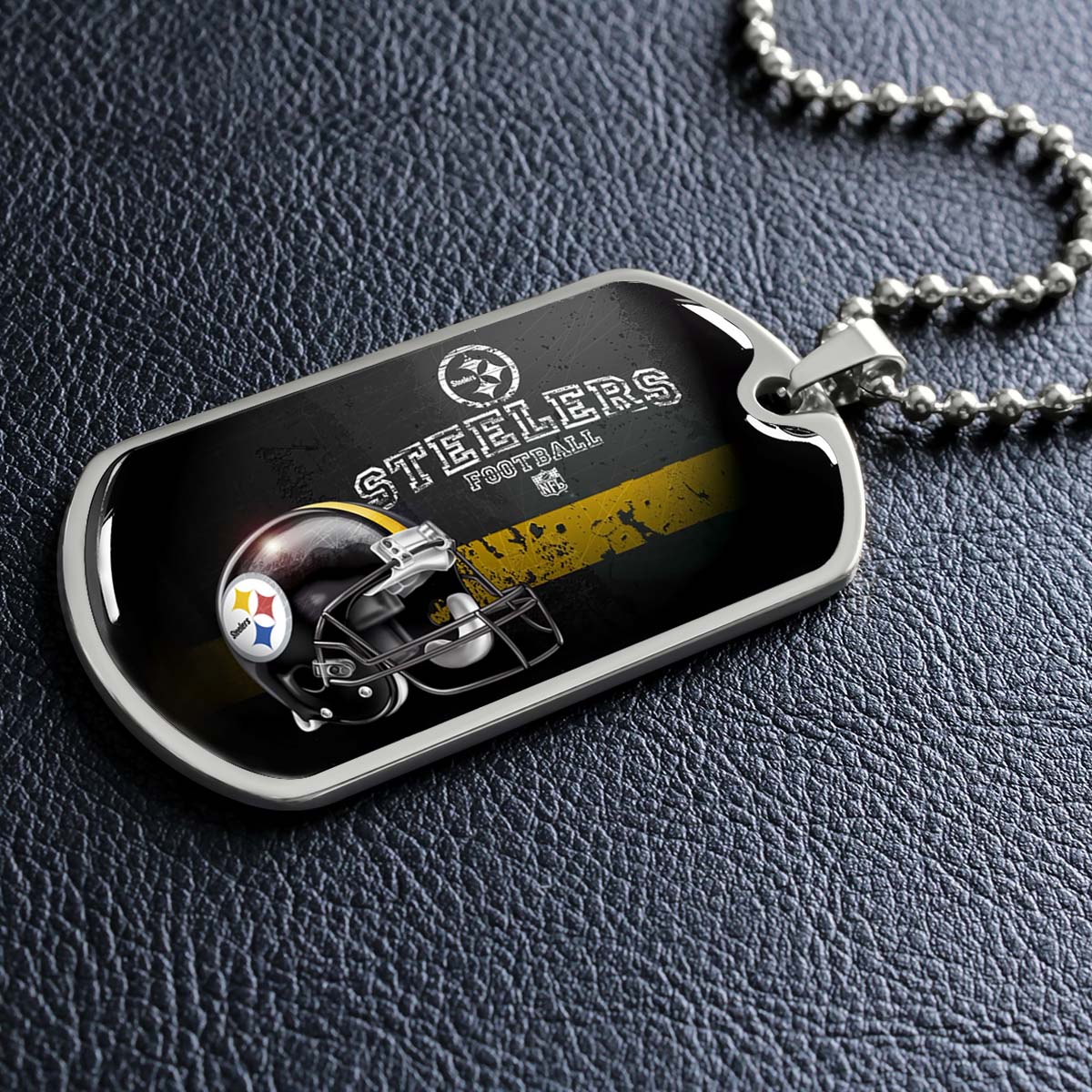 American Football - AFD037 - Pittsburgh Steelers The Heart Of Football - American Football Dog Tag - Military Ball Chain - Luxury Dog Tag
