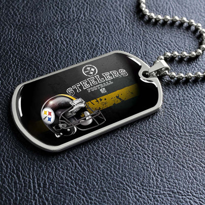 American Football - AFD037 - Pittsburgh Steelers The Heart Of Football - American Football Dog Tag - Military Ball Chain - Luxury Dog Tag