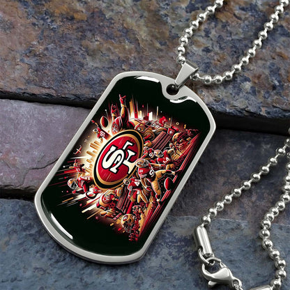 American Football - AFD038 - San Francisco 49ers Epic Super Bowl Team - American Football Dog Tag - Military Ball Chain - Luxury Dog Tag