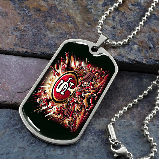 American Football - AFD038 - San Francisco 49ers Epic Super Bowl Team - American Football Dog Tag - Military Ball Chain - Luxury Dog Tag