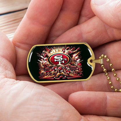 American Football - AFD038 - San Francisco 49ers Epic Super Bowl Team - American Football Dog Tag - Military Ball Chain - Luxury Dog Tag