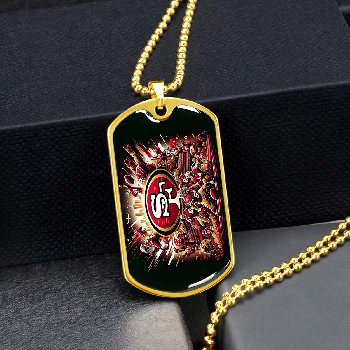 American Football - AFD038 - San Francisco 49ers Epic Super Bowl Team - American Football Dog Tag - Military Ball Chain - Luxury Dog Tag