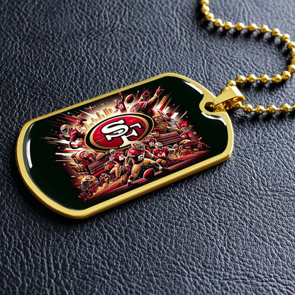 American Football - AFD038 - San Francisco 49ers Epic Super Bowl Team - American Football Dog Tag - Military Ball Chain - Luxury Dog Tag