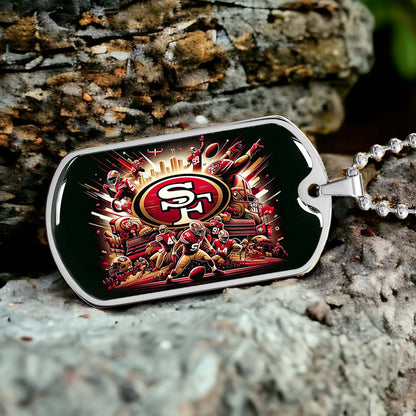 American Football - AFD038 - San Francisco 49ers Epic Super Bowl Team - American Football Dog Tag - Military Ball Chain - Luxury Dog Tag