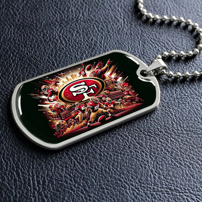 American Football - AFD038 - San Francisco 49ers Epic Super Bowl Team - American Football Dog Tag - Military Ball Chain - Luxury Dog Tag