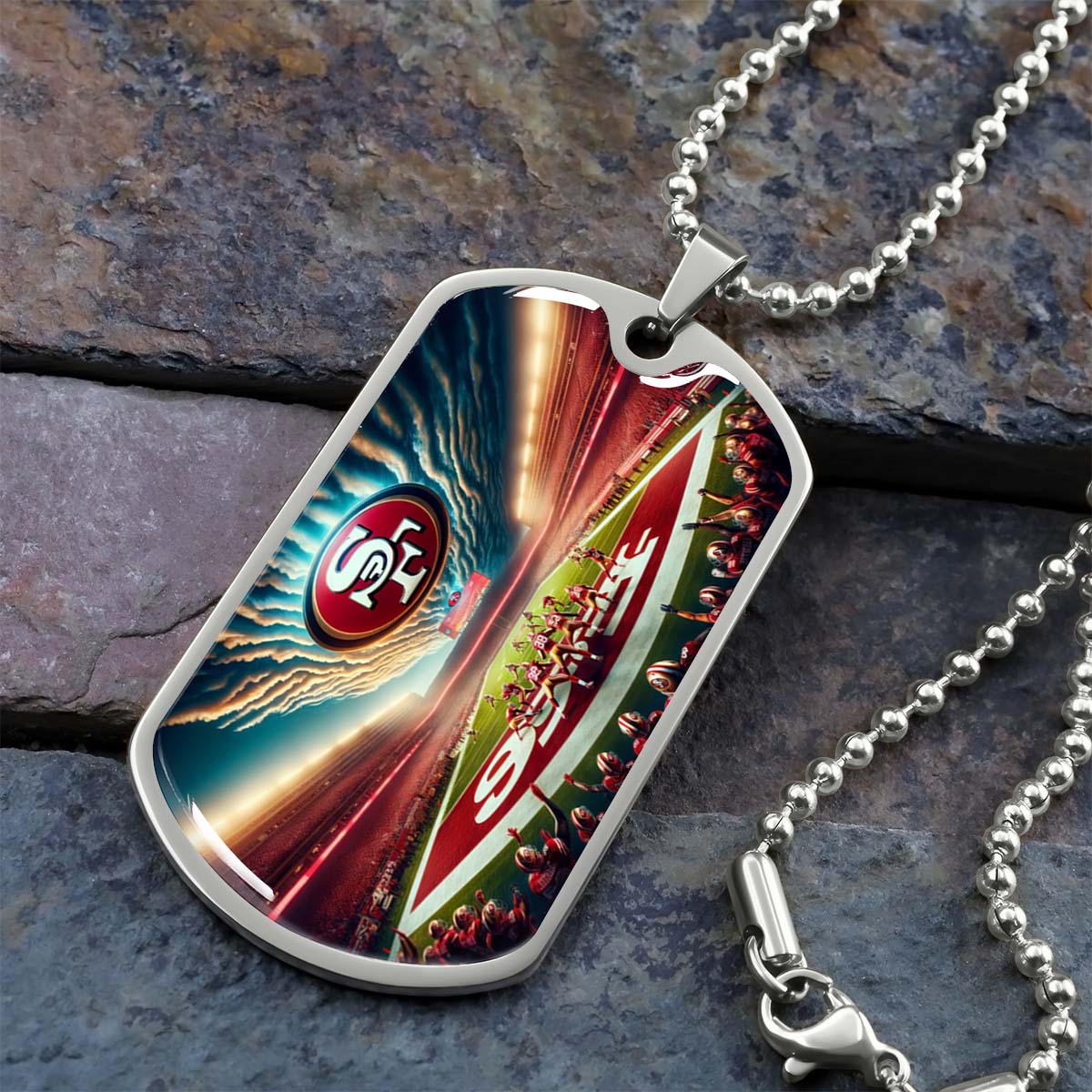 American Football - AFD039 - San Francisco 49ers Stadium - American Football Dog Tag - Military Ball Chain - Luxury Dog Tag